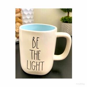 NEW Rae Dunn Be The Light Mug Baby Blue Inside